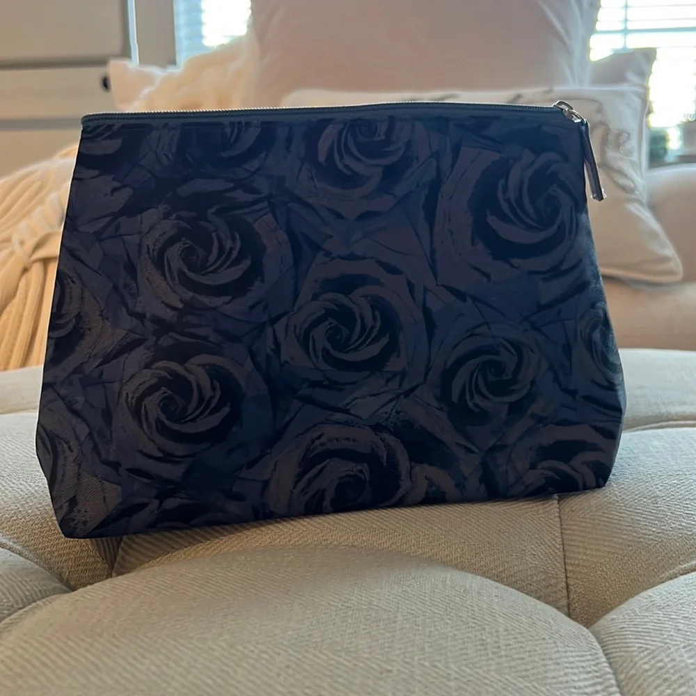 Lancôme Dark Blue Floral Cosmetic Bag NEW